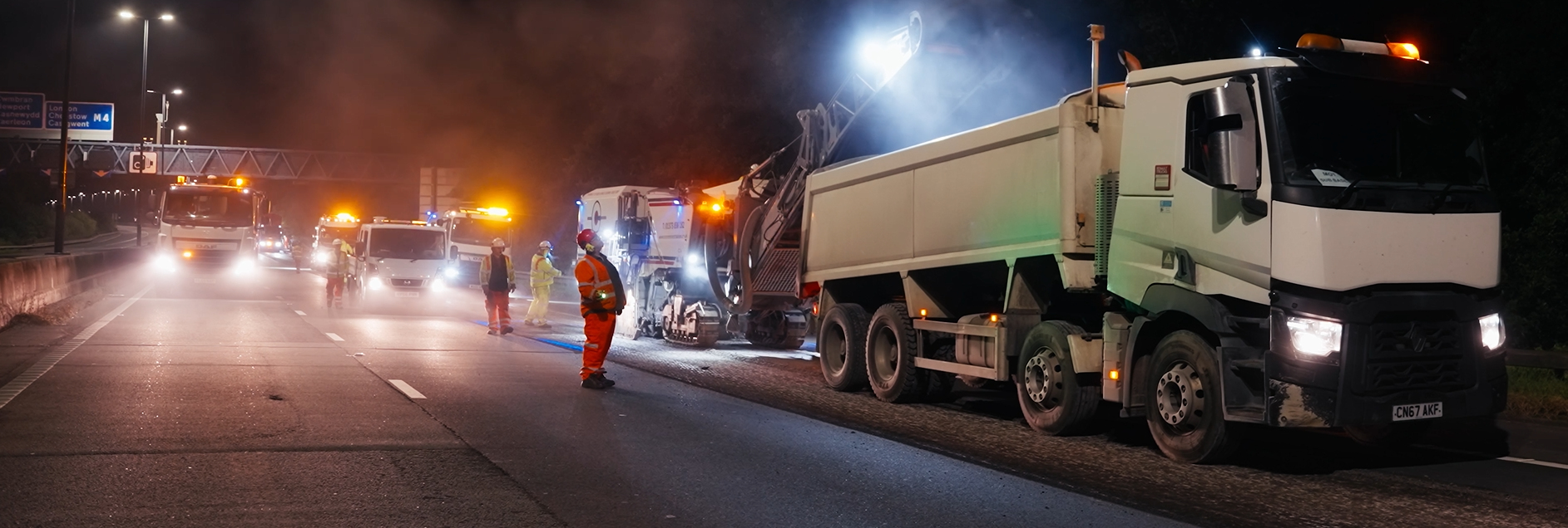 Resurfacing work at night